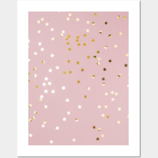 Cute Pink And Gold Confetti Stars Posters and Art